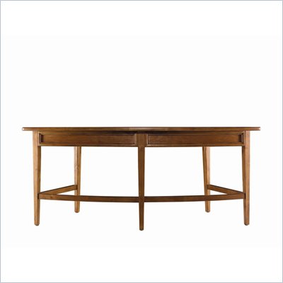 Stanley Furniture Continuum Leather & Wood Curved Writing Desk in Candlelight Cherry