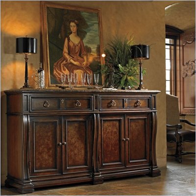 Stanley Furniture Grand Continental Empire Marble Top Buffet in Antique Terra Finish