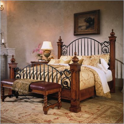 Stanley Furniture Santa Barbara Montecito Iron Poster Bed in Medium Woodtone
