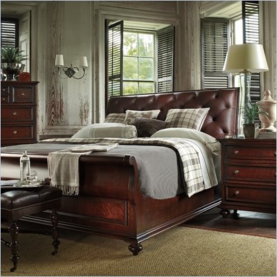 Simmons Leather Furniture on Stanley Furniture Signatures Saville Chocolate Leather Sleigh Bed