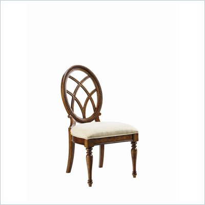 Stanley Furniture Sunset Key Oval Back Fabric Side Chair in Distressed Rum Finish (Set of 2)