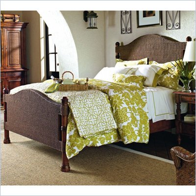 Stanley Furniture Sunset Key Water's Edge Woven Panel Bed 5 Piece Bedroom Set in Mahogany Run Finish