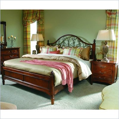Stanley Furniture Villa Antica Wood Panel Bed 3 Piece Bedroom Set in Distressed Cherry