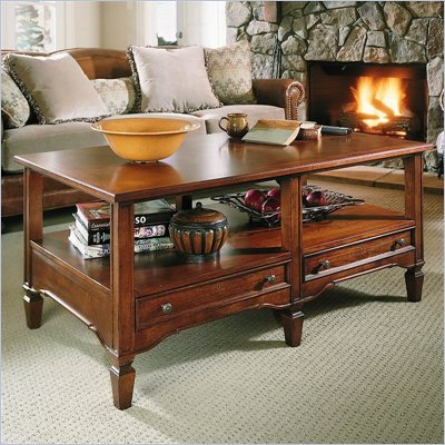 Stanley Furniture Villa Antica Birch Rectangular Cocktail Table in Distressed Finish