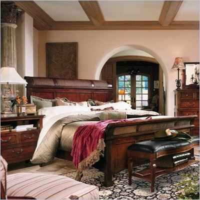 Cane Bedroom Furniture on Furniture Villa Antica Panel Bed With Cane Accents 2 Piece Bedroom