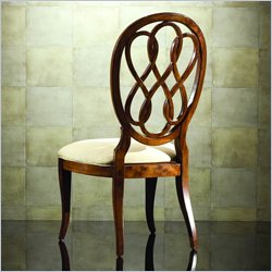 American Drew Bob Mackie Signature Splat Back Fabric Formal Side Chair in Rosewood Finish