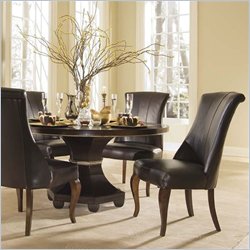American Drew Bob Mackie Signature Feather Round Casual Dining Table in Dark Cherry Finish