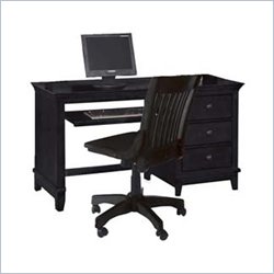 American Drew Sterling Pointe Wood Computer Desk in Black-Black with Maple