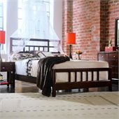 American Drew Tribecca Modern Wood Slat Bed 5 Piece Bedroom Set in Root Beer Finish