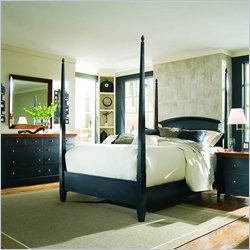 American Drew Sterling Pointe Wood Black Poster Bed 5 Piece Bedroom Set