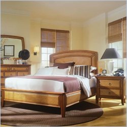 American Drew Antigua Low Profile Wood Panel Bed 3 Piece Bedroom Set in Toasted Almond Best Price