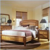 American Drew Antigua Low Profile Wood Panel Bed 3 Piece Bedroom Set in Toasted Almond