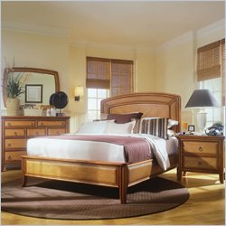 American Drew Antigua Low Profile Wood Panel Bed 5 Piece Bedroom Set in Toasted Almond Best Price