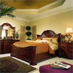 American Drew Cherry Grove Mansion Wood Panel Bed 5 Piece Bedroom Set
