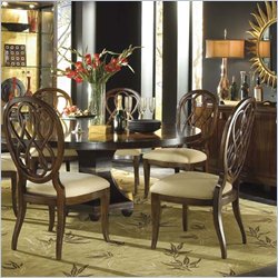 American Drew Bob Mackie Signature Round Casual Dining Set in Dark Cherry Finish