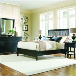 American Drew Sterling Pointe Wood Slat Bed in Black 5 Piece Bedroom Set