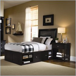American Drew Sterling Pointe Wood Storage Platform Bed in Black 4 Piece Bedroom Set