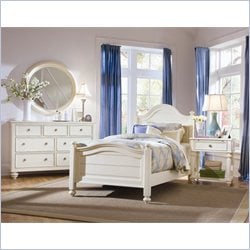 American Drew Camden Antique White Wood Panel Bed 4 Piece Bedroom Set