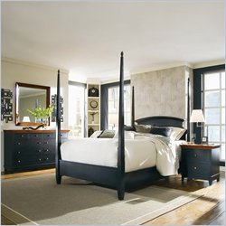 American Drew Sterling Pointe Black Wood Poster Bed 4 Piece Bedroom Set