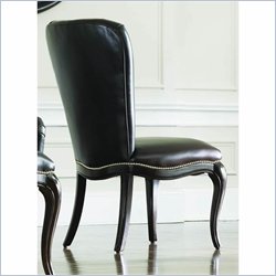 American Drew Sonata Leather Formal Side Chair in Dark Merlot Finish