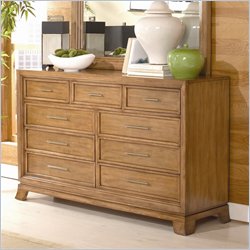 American Drew Chalice 9 Drawer Double Dresser in Light Ash Blond Finish