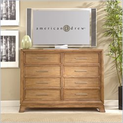 American Drew Chalice 8 Drawer Media Chest in Light Ash Blond Finish