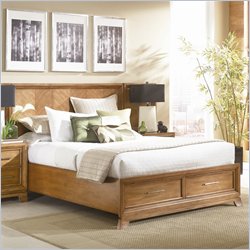 American Drew Chalice Storage Panel Bed in Light Ash Blond Finish