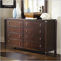 American Drew Echelon 8 Drawer Double Dresser in Ebonized Merlot Finish
