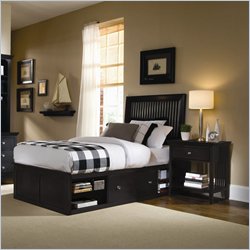 American Drew Sterling Pointe Wood Storage Platform Bed in Black 2 Piece Bedroom Set