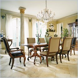 American Drew Bob Mackie Rectangular Formal Dining Set in Burnished Nutmeg Brown Finish