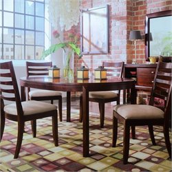 American Drew Tribecca Round Casual Dining Set in Dark Root Beer Finish