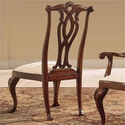 American Drew Cherry Grove Pierced Back Fabric Formal Side Chair in Antique Cherry