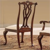 American Drew Cherry Grove Pierced Back Fabric Formal Side Chair in Antique Cherry 