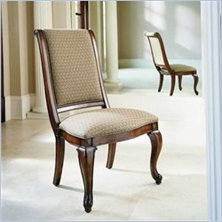 American Drew Bob Mackie Upholstered Formal Side Chair in Burnished Nutmeg Finish