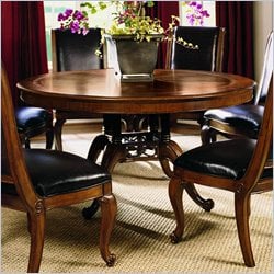 American Drew Bob Mackie Formal Round Pedestal Dining Table in Burnished Nutmeg