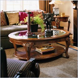 American Drew Bob Mackie Oval Glass Top Coffee Table