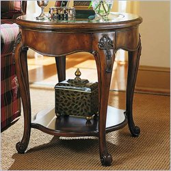 American Drew Bob Mackie Round End Table With Glass Top