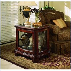 American Drew Cherry Grove Rectangluar Wood and Glass End Table With Door