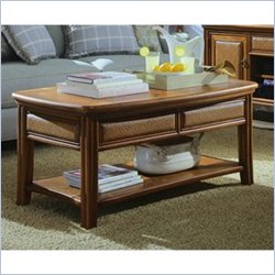 American Drew Antigua Rectangular Wood Top Cocktail Table in Almond Finish Best Price