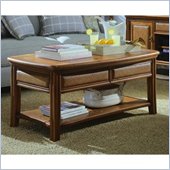 American Drew Antigua Rectangular Wood Top Cocktail Table in Almond Finish