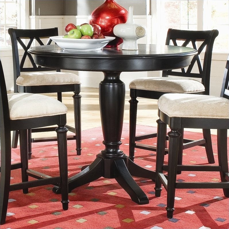 Camden Black Round Counter Height Pedestal Table By American Drew
