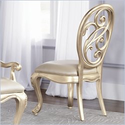 American Drew Jessica McClintock Couture Splat Back Side Chair in Silver Leaf