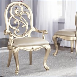 American Drew Jessica McClintock Couture Splat Back Arm Chair in Silver Leaf