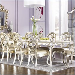 American Drew Jessica McClintock Couture Formal Dining Table in Silver Leaf