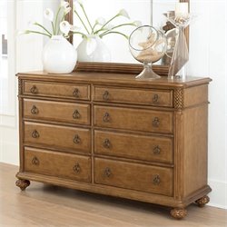 American Drew Grand Isle 8 Drawer Double Dresser in Amber Finish
