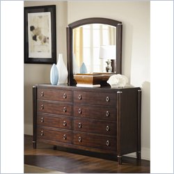 American Drew Echelon 8 Drawer Double Dresser with Mirror in Merlot