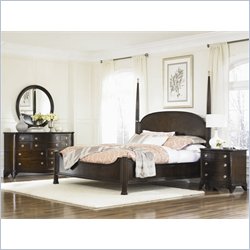 American Drew Sonata Poster Bed 5 Piece Bedroom Set in Dark Merlot