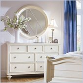American Drew Camden Round Mirror and Dresser Set in Buttermilk