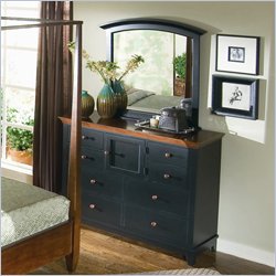 American Drew Sterling Pointe Vertical Mirror and Dresser Set in Black