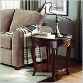 American Drew Cherry Grove Oval Glass Top End Table in Mid Tone Brown